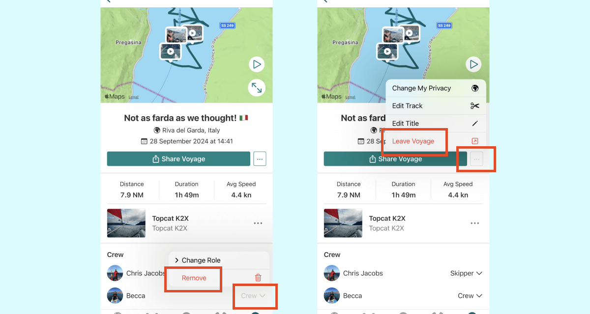 Removing crew and leaving a voyage