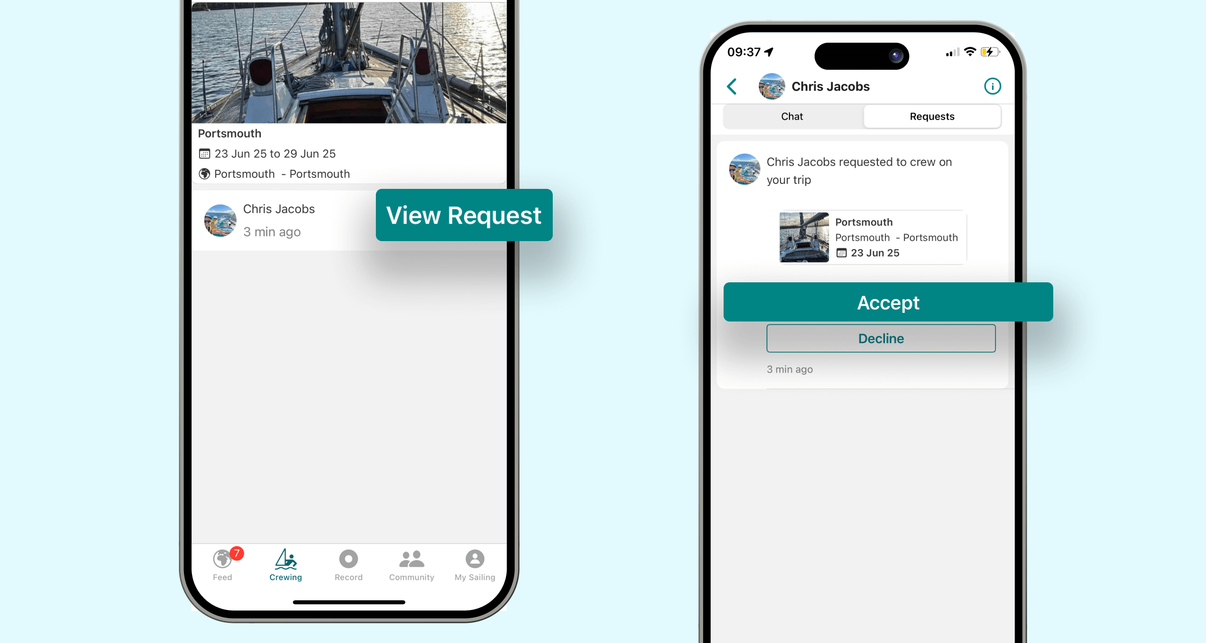 Accept a Crew Request