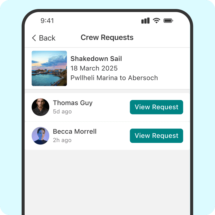 Sailing Request SailTies: log voyages, find crew & join sailing adventures